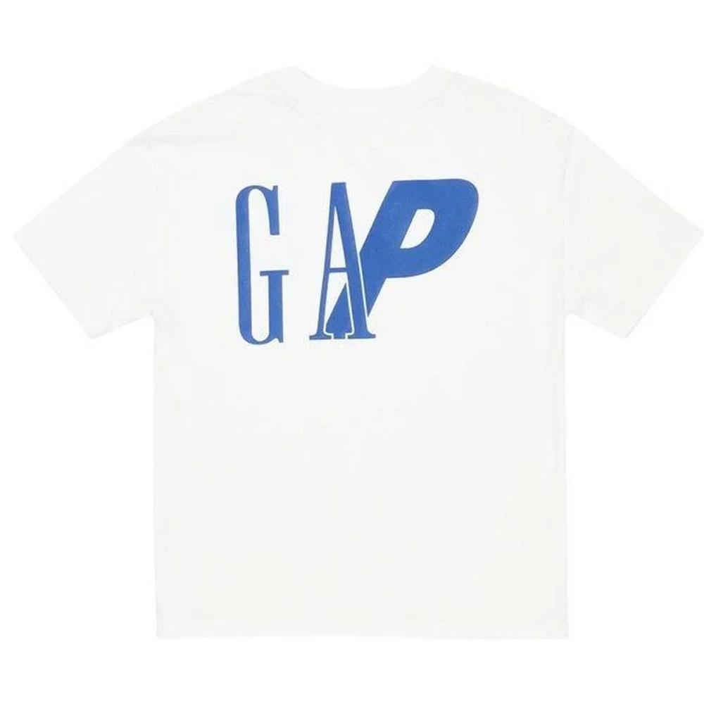 GAP x Palace White T-Shirt‎ with Blue Logo Graphic Streetwear Collab Kids Size S